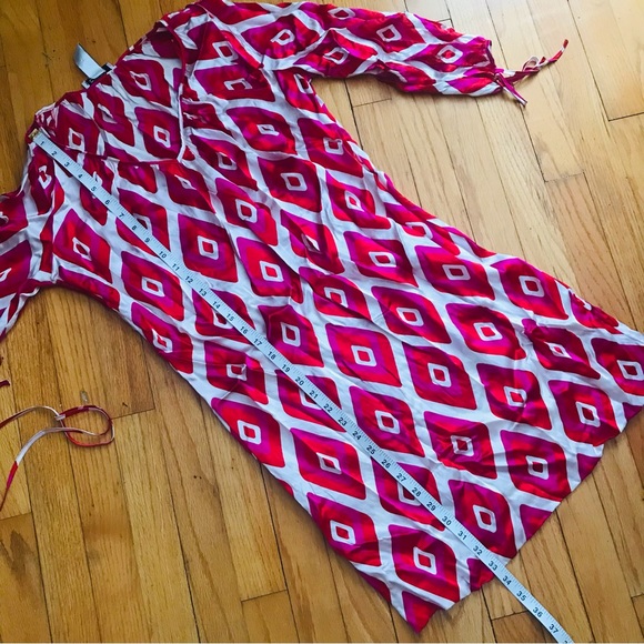 Citrine Geometrical Print Silk Dress - Picture 7 of 8